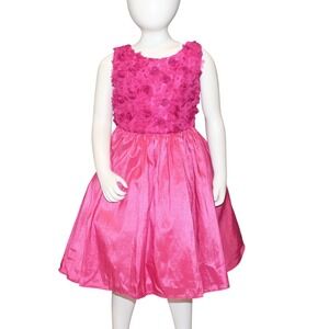 Girls Pink Floral Bodice Party Dress Sleeveless Bow Back Size 2